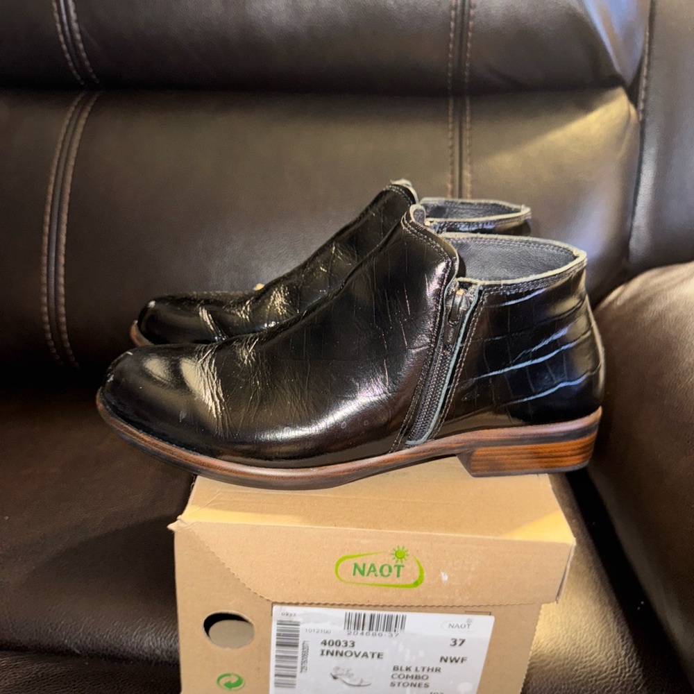 NAOT Helm Ankle Bootie with Cork Footbed Arch Support Women EU37 Sz 6  $235.00